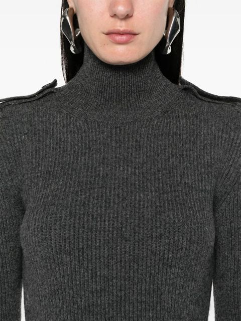 Alexander McQueen ribbed roll-neck mini dress - Grey