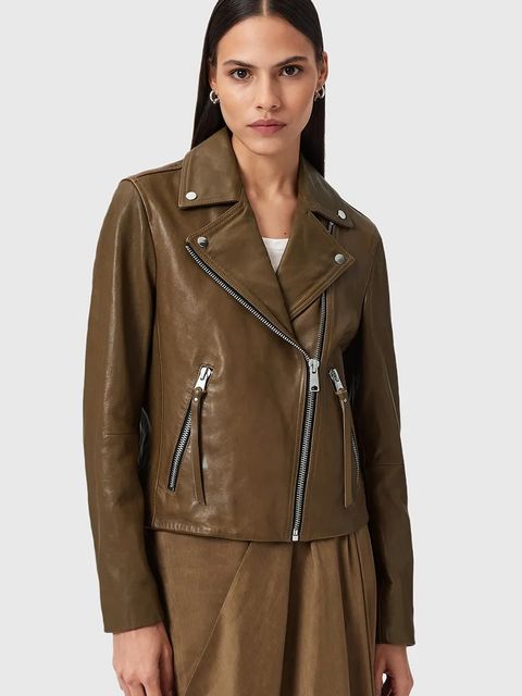 AllSaints kurtka skórzana DALBY BIKER damska kolor brązowy W099LB - zdjęcie produktu nr 1