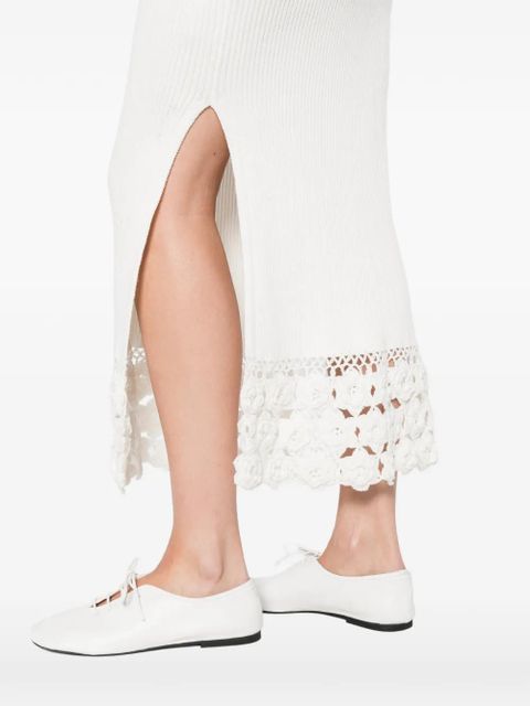 GANNI crochet V-neck midi dress - Neutrals