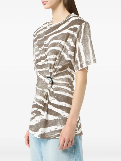 Blumarine dolphin-brooch printed T-shirt - Brown