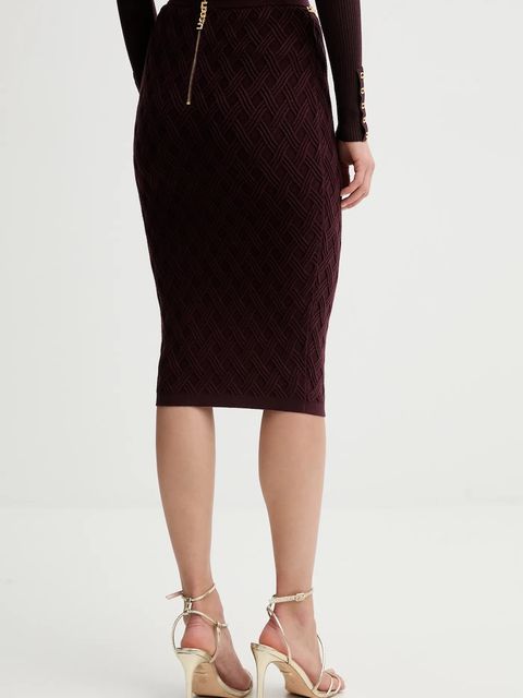 Elisabetta Franchi spódnica kolor bordowy midi prosta GK20B56E2 - zdjęcie produktu nr 2