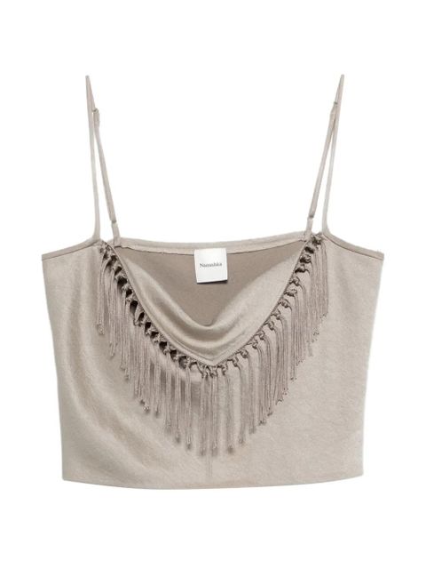 Nanushka fringe-detail sleeveless top - Grey - zdjęcie produktu nr 1