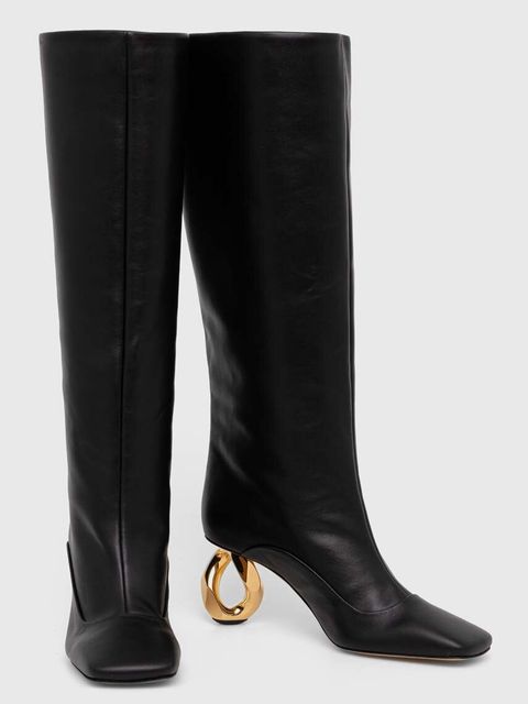 JW Anderson kozaki skórzane Chain Heel damskie kolor czarny na słupku ANW43020A - zdjęcie produktu nr 2