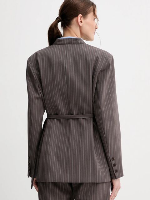 ISABELLE BLANCHE marynarka z wełną kolor brązowy dwurzędowa wzorzysta IS25FW-J043-T003 - zdjęcie produktu nr 2