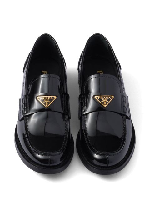 Prada patent-leather loafers - Black