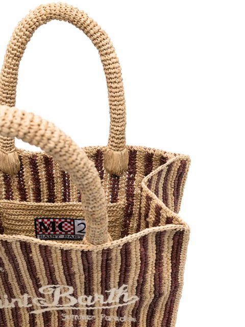 MC2 Saint Barth Collette striped raffia tote bag - Red