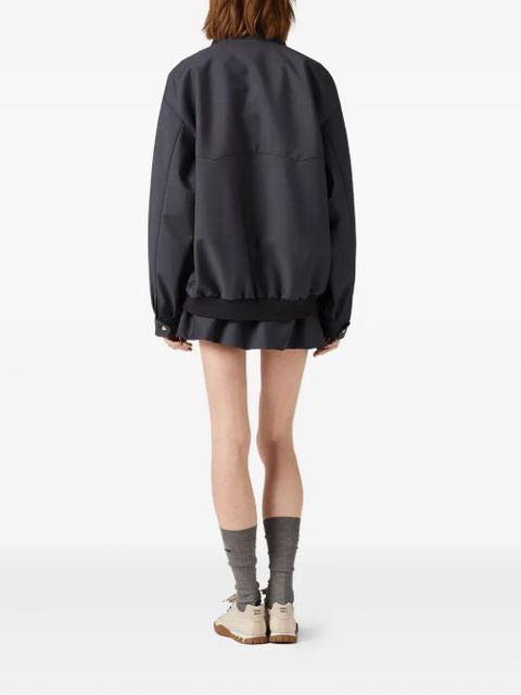 Miu Miu embroidered logo ribbed-knit jacket - Grey