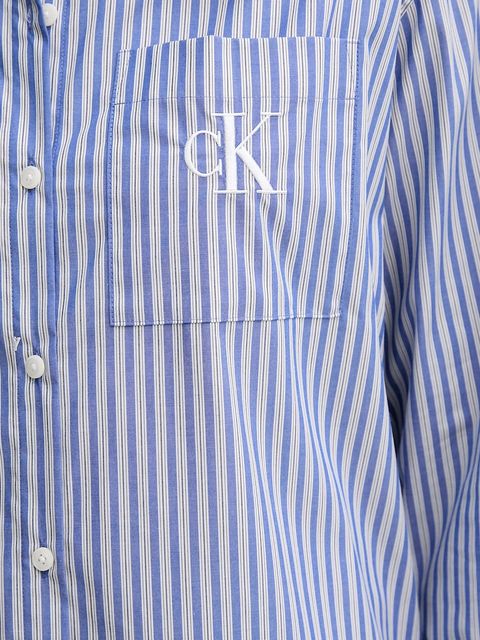 Calvin Klein Jeans koszula damska kolor niebieski relaxed z kołnierzykiem klasycznym LV044D170G