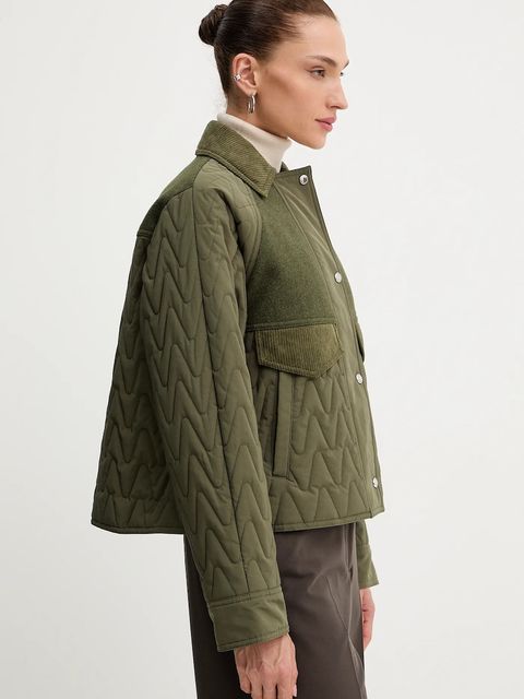 BOSS Orange kurtka z dodatkiem wełny kolor zielony przejściowa 50547326