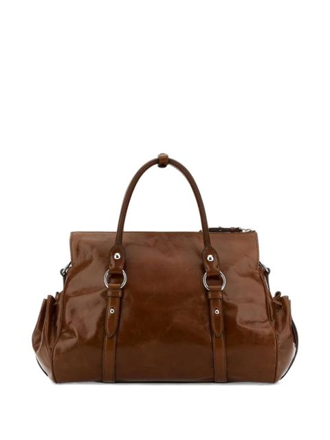 Miu Miu logo-embossed leather tote bag - Brown - zdjęcie produktu nr 2