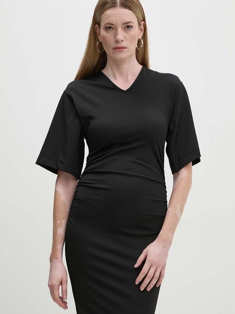 Day Birger et Mikkelsen sukienka Margaret - Modern Interlock kolor czarny maxi dopasowana DAY65243428