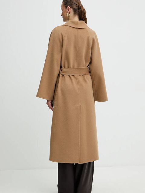 Luisa Spagnoli płaszcz wełniany kolor brązowy 542325