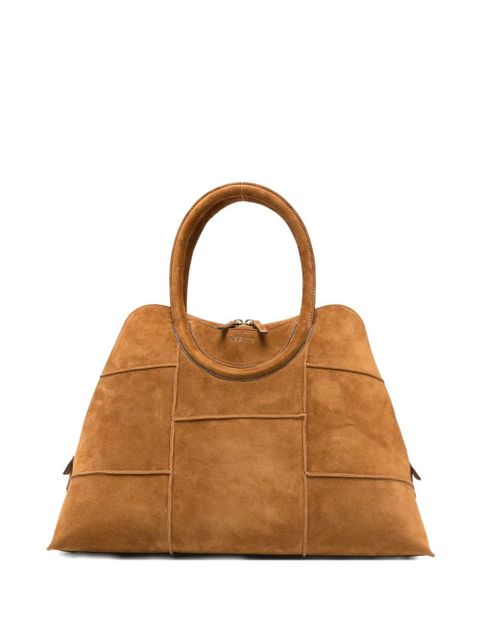 STAUD suede panelled tote bag - Brown
