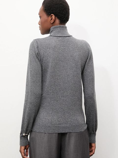 Answear Lab sweter z kaszmirem kolor szary lekki z golfem - zdjęcie produktu nr 2