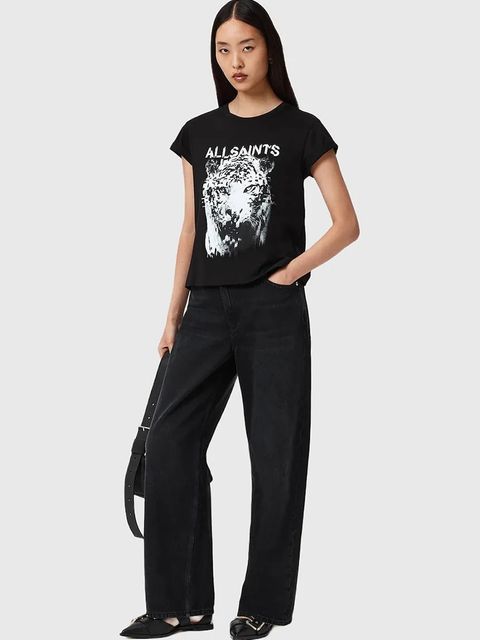 AllSaints t-shirt bawełniany damski kolor czarny W106JD