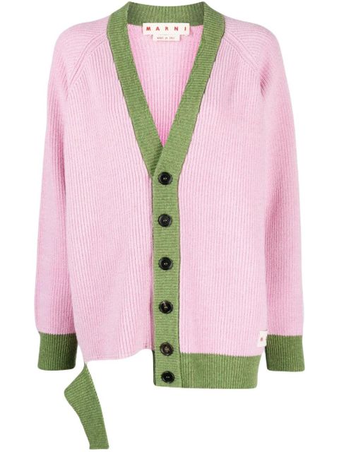 Marni distressed-finish V-neck cardigan - Pink - zdjęcie produktu nr 1