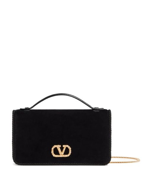 Valentino Garavani VLogo Signature velvet chain wallet - Black
