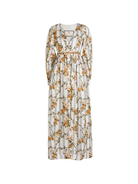 Agua By Agua Bendita Frambuesa floral-print striped maxi dress - Neutrals - zdjęcie produktu nr 1