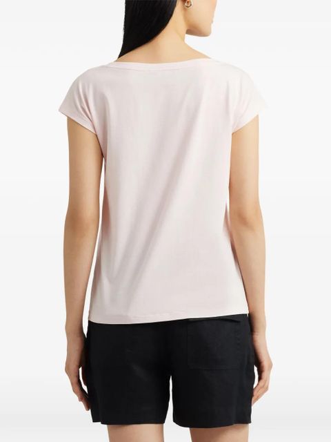 Lauren Ralph Lauren graphic-print boat-neck T-shirt - Pink