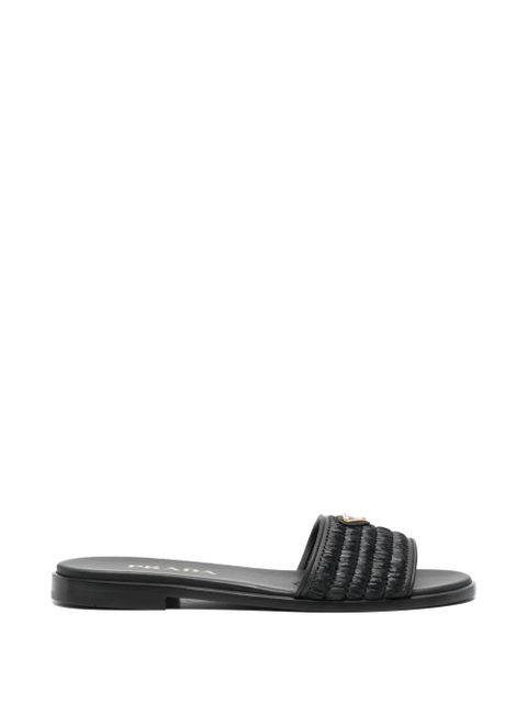 Prada textured logo-plaque sandals - Black - zdjęcie produktu nr 1