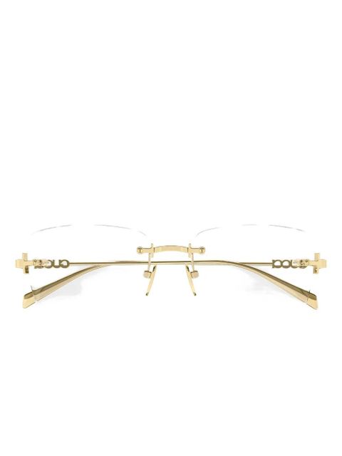 Gucci Eyewear rectangle-frame logo glasses - Gold