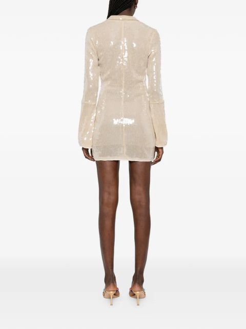 Oséree sequin-embellished ring-detail mini dress - Neutrals