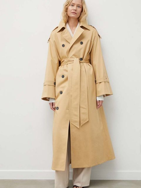 By Malene Birger płaszcz damski kolor beżowy przejściowy dwurzędowy - zdjęcie produktu nr 1