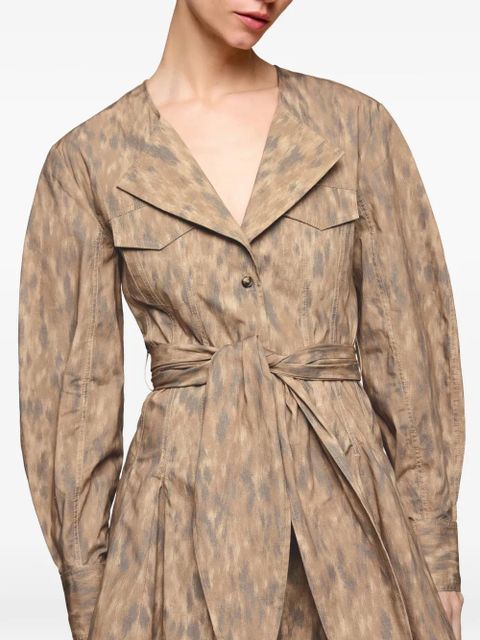 GANNI belt buttoned mini dress - Neutrals