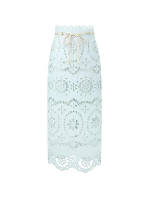 ZIMMERMANN Awaken embroidered midi skirt - Blue - zdjęcie produktu nr 1