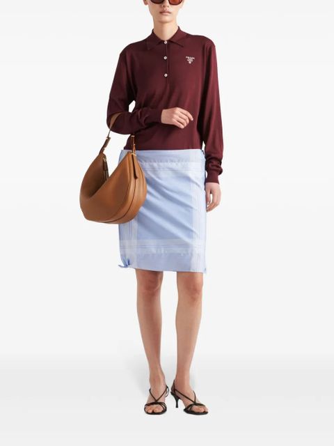 Prada embroidered-logo silk polo shirt - zdjęcie produktu nr 2