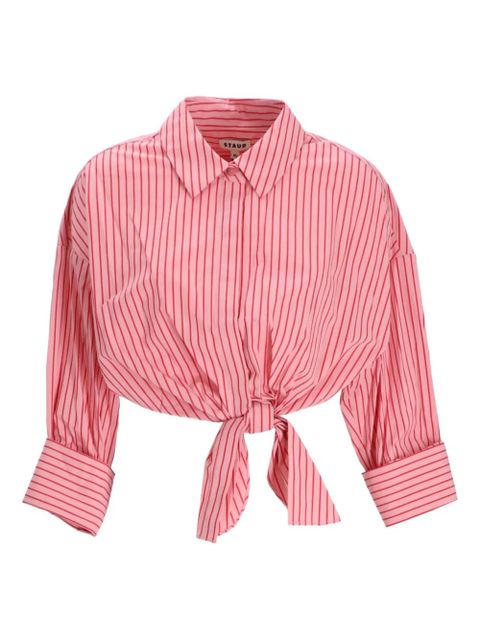 STAUD Lisa striped tie-front shirt - Pink - zdjęcie produktu nr 1