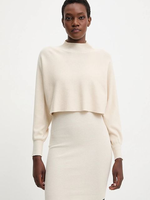 Answear.LAB sukienka i sweter damski kolor beżowy