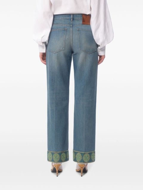 Valentino Garavani jacquard-trim jeans - Blue