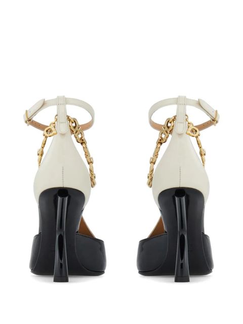 Ferragamo S-shaped heel pump with Gancini chain - Black
