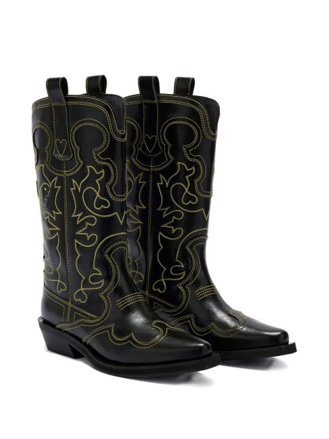 GANNI stitching pointed boots - Black - zdjęcie produktu nr 2