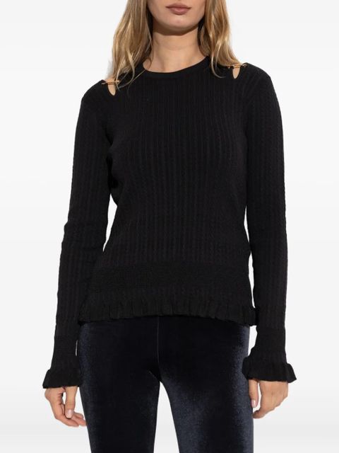 Versace cut-outs ruffled sweater - Black