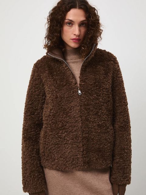 Medicine kurtka damska kolor brązowy przejściowa oversize