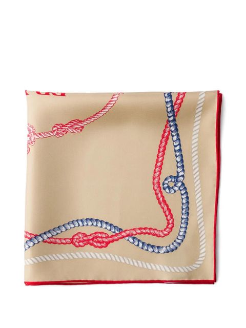Prada printed silk twill skinny scarf - Neutrals - zdjęcie produktu nr 2