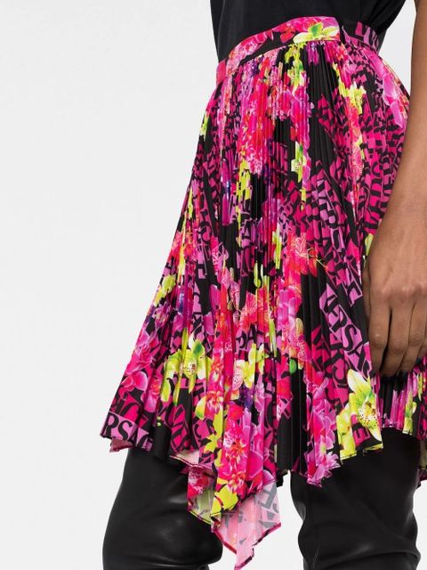 Versace logo-print pleated asymmetric skirt - Pink