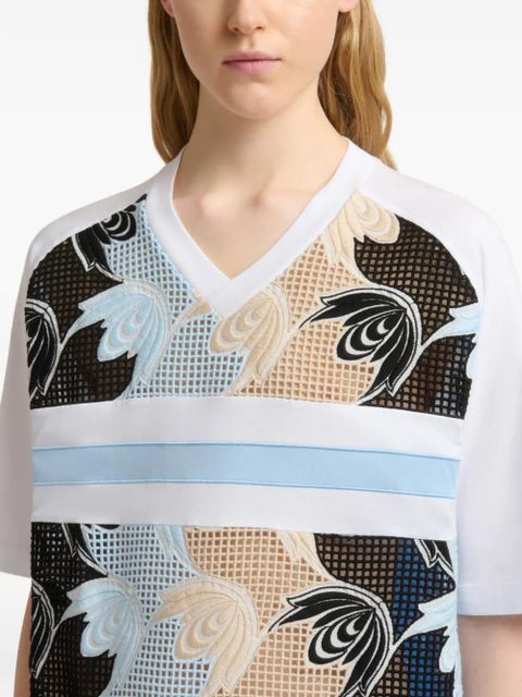 Marni broderie anglaise floral T-shirt - White