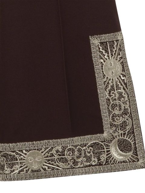 Burberry cropped embroidered wool silk flared trousers - Brown - zdjęcie produktu nr 2