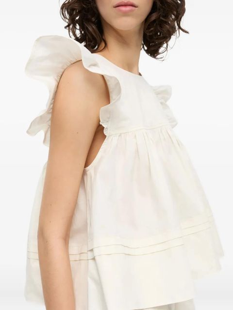 GANNI ruffle-detail top - White