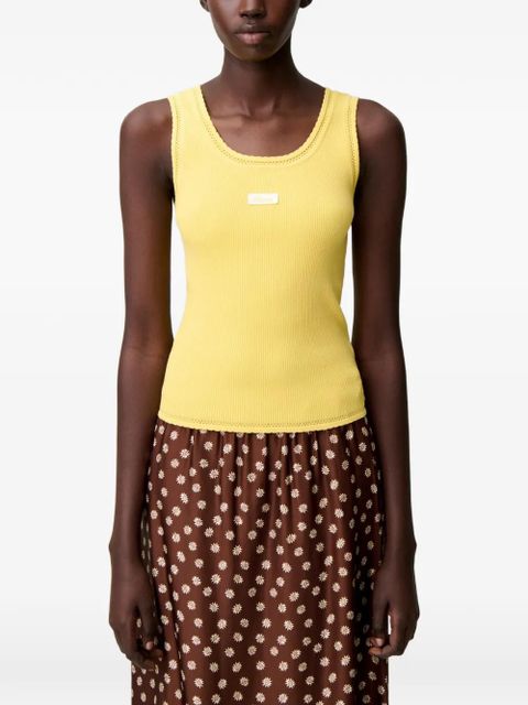 Claudie Pierlot ribbed-knit logo-patch tank top - Yellow