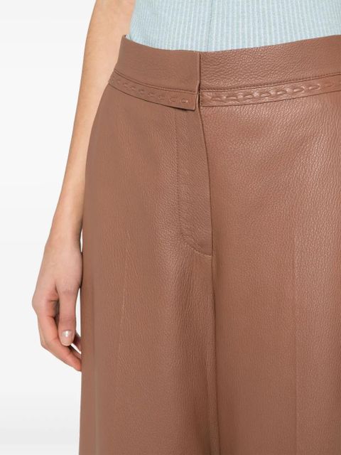 FENDI leather straight trousers - Brown