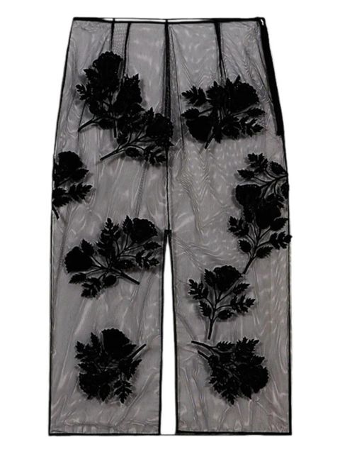 Blumarine flower-embroidered midi skirt - Black - zdjęcie produktu nr 1