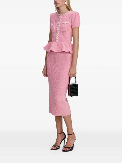 Self-Portrait beaded-embellishment midi dress - Pink