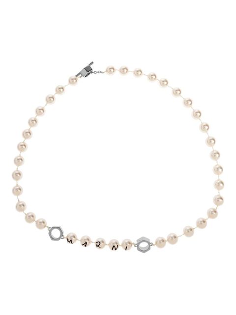 Marni logo-lettering necklace - Neutrals - zdjęcie produktu nr 1