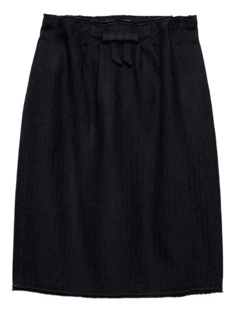 Prada bow-detailed frayed-edge midi skirt - Blue - zdjęcie produktu nr 1