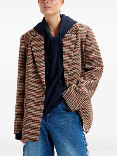 Essentiel Antwerp check-pattern single-breasted blazer - Brown
