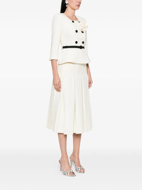 Self-Portrait floral-detail belted skirt suit - Neutrals